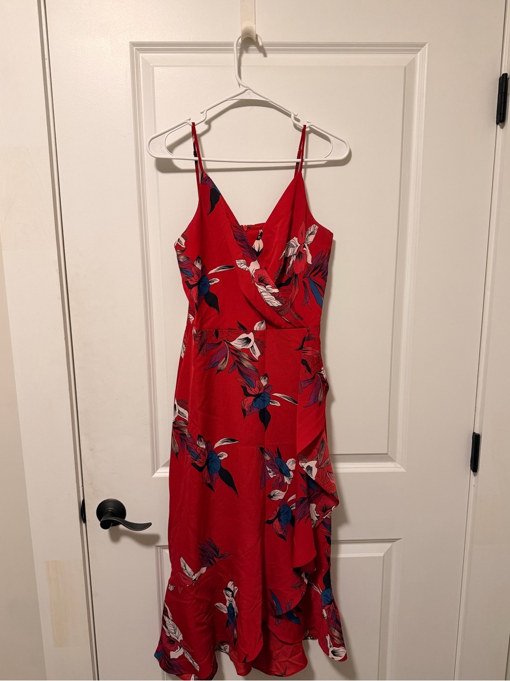Chelsea28 Red Floral Wrap Midi Dress